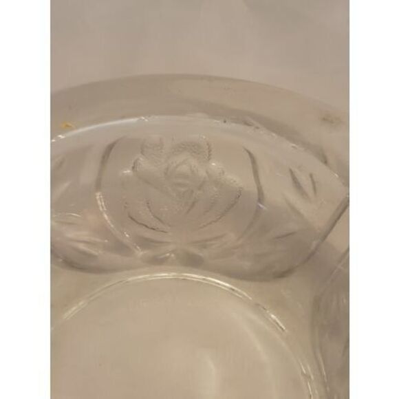KIG Indonesia Pressed Heavy Glass Rose Pattern Vintqge Ashtray 4 Rest 6" - Picture 6 of 12